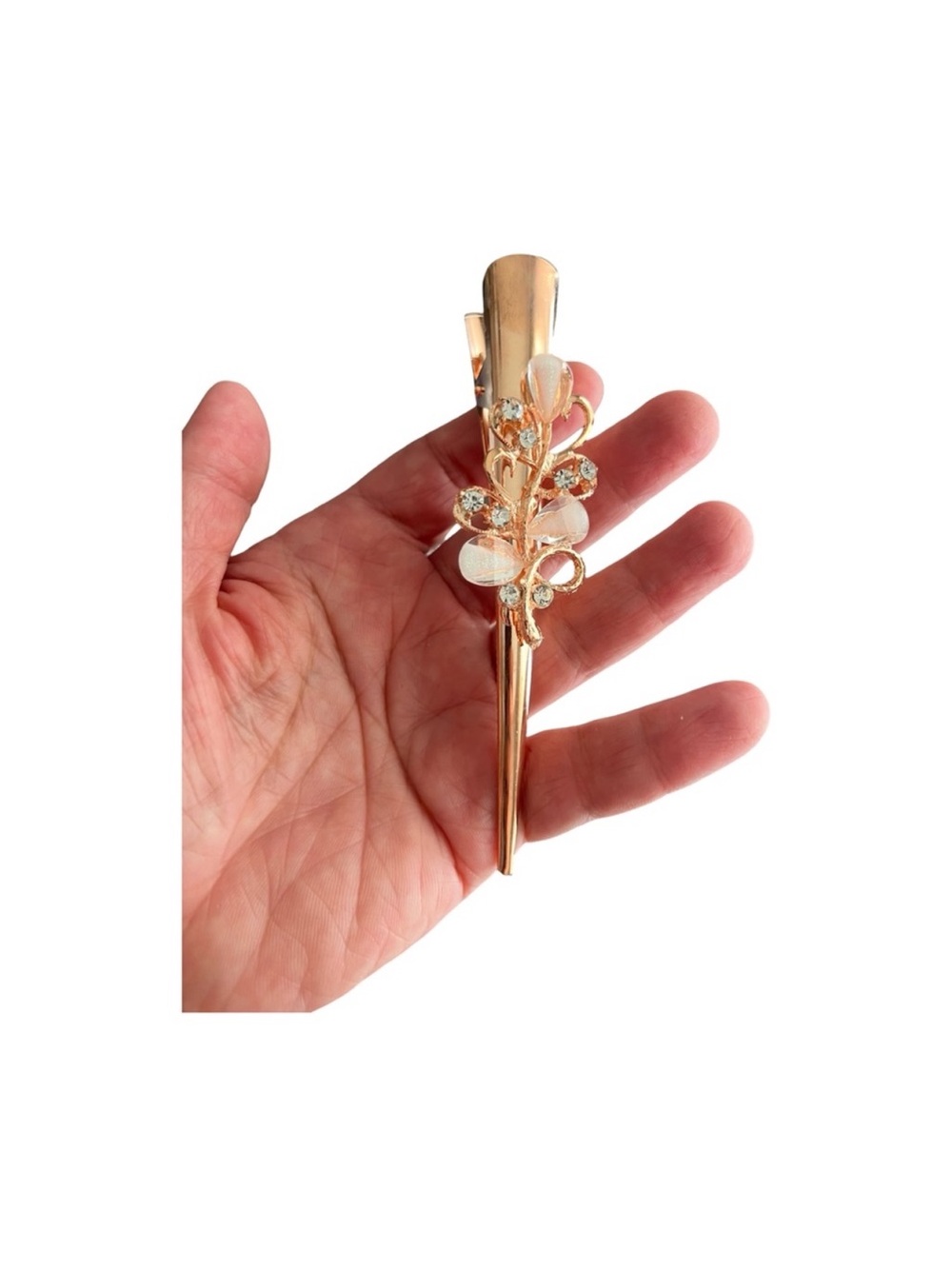 Elegant Gold Floral Crystal Hair Clip 5.0”FINAL PRICE DROP